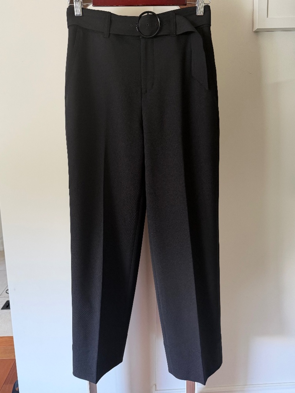 Club Monaco Black Belted Straight Leg Trouser Pants | Size 0